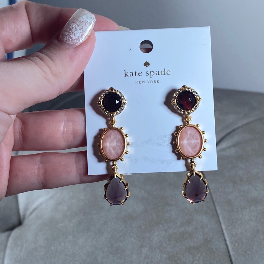 Kate Spade Pink & Purple Gem Drop Earrings - Picture 6 of 9